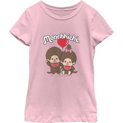 Monchhichi Girl's Monchhichi Couple Heart Balloon Graphic T-Shirt