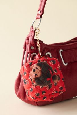Monchhichi Monchhichi Mini Quilted Dopp Kit Pouch Keychain in Red at Urban Outfitters