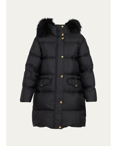 Moncler Aphroties Shearling Trimmed Hooded Long Down Parka