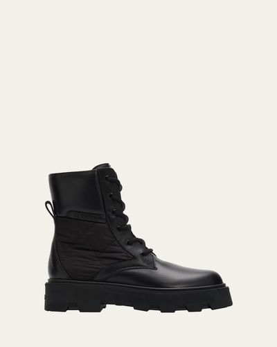 Moncler Aurea Quilted-Inset Leather Ankle Boots