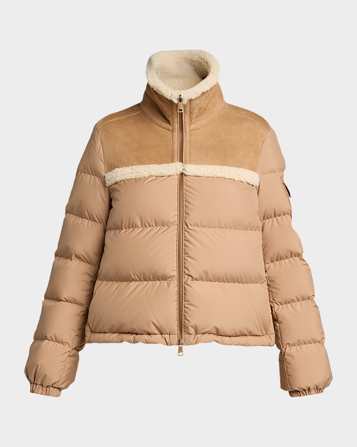 Moncler Aurore Puffer Coat with Shearling and Suede