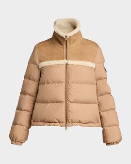 Moncler Aurore Puffer Coat with Shearling and Suede