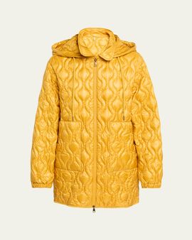 Moncler Balette Geometric Quilted Mid-Length Down Jacket