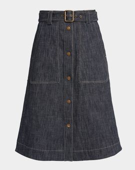 Moncler Belted Denim Utility Skirt