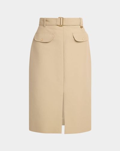 Moncler Belted Knee-Length Cotton Skirt
