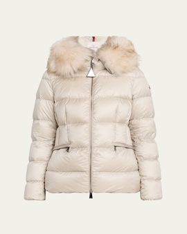 Moncler Boed Hooded Shearling-Trim Down Jacket