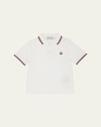 Moncler Boy's Tricolor-Trim Short-Sleeve Polo Shirt