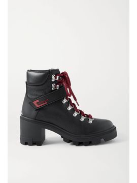 MONCLER Carol rubber-trimmed textured-leather ankle boots