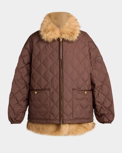 Moncler Chaleureux Diamond-Quilt Faux Fur Jacket