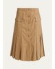 Moncler Cotton-Blend Pleated A-Line Midi Skirt - 1