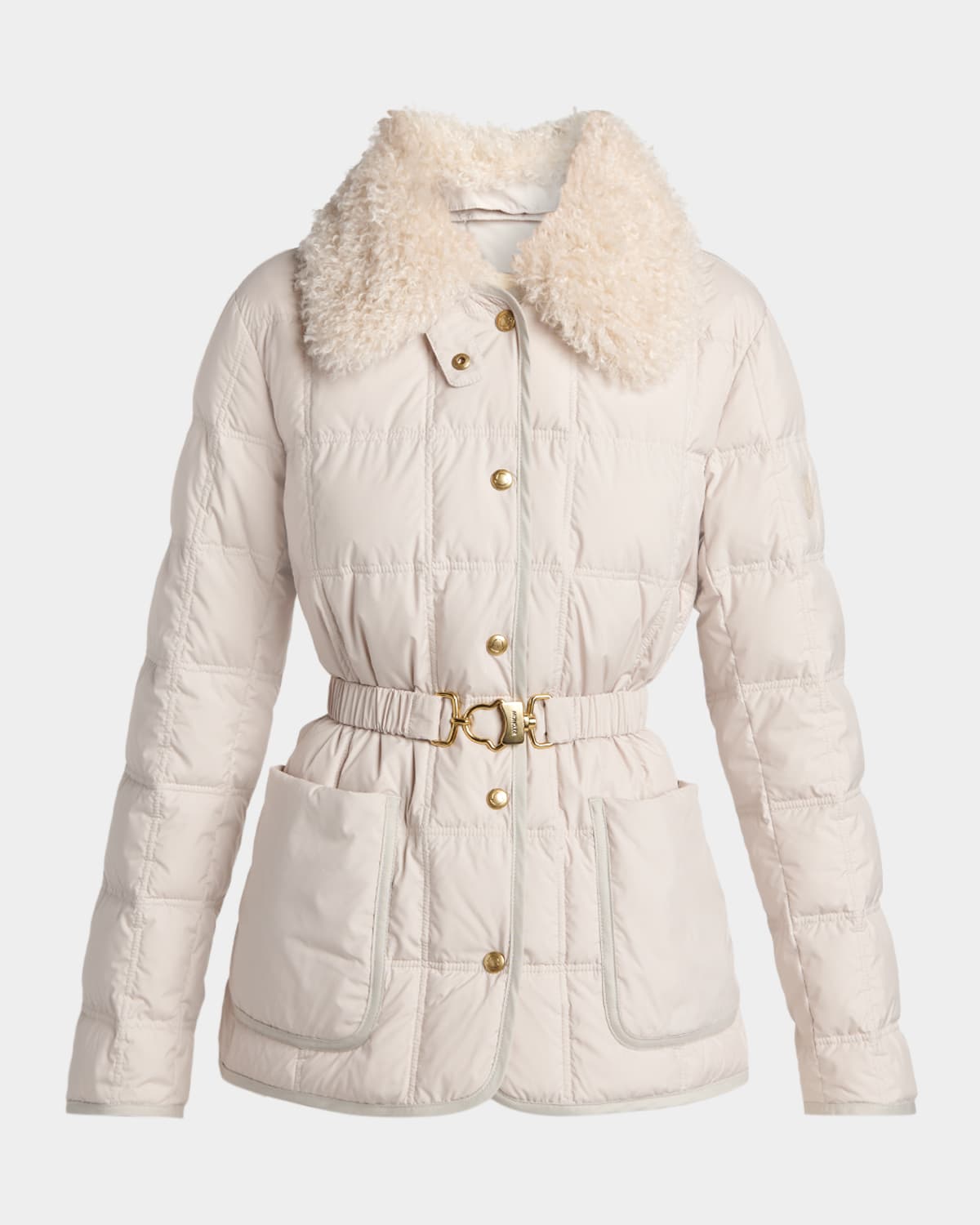 Moncler Cygnes Belted Short Down Jacket