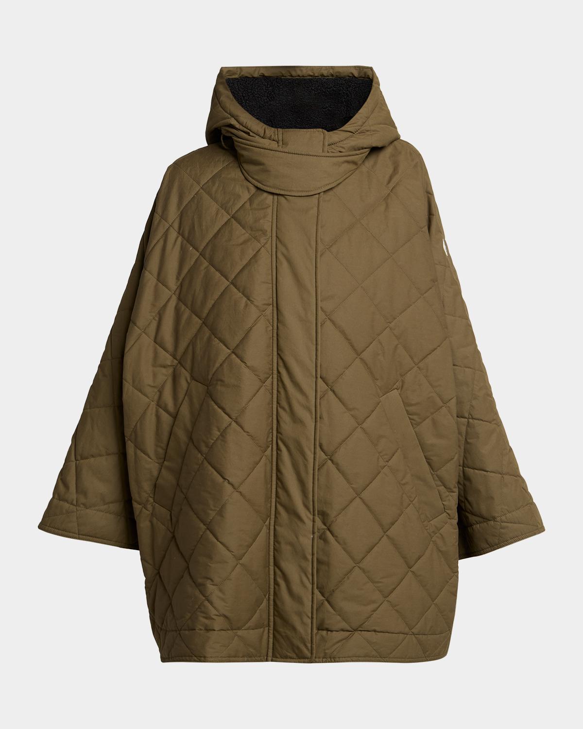 Moncler Diamond-Quilted Hooded Cape