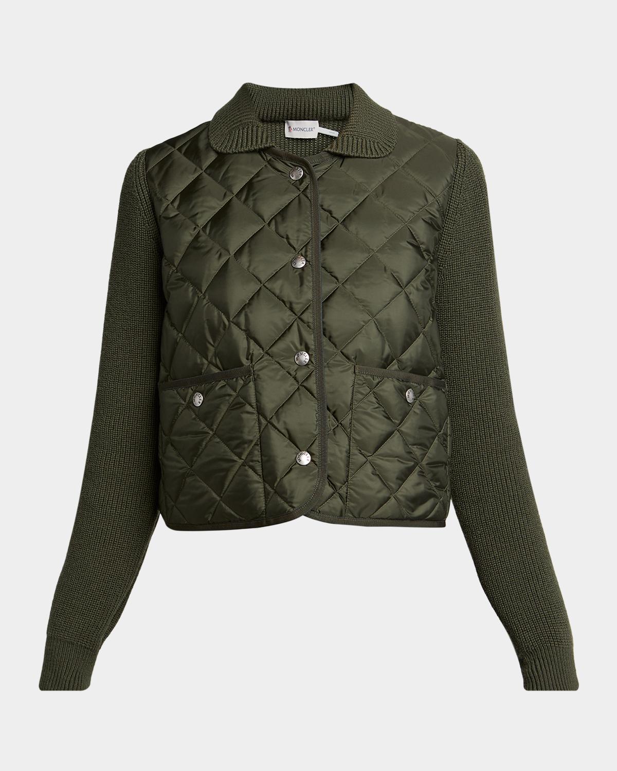 Moncler Diamond Quilted Padded Wool Cardigan
