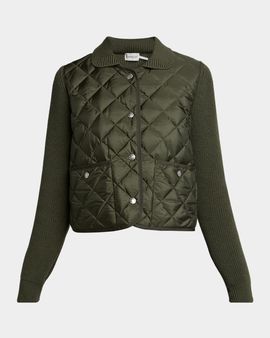 Moncler Diamond Quilted Padded Wool Cardigan