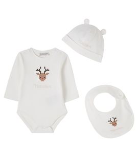Moncler Enfant Moncler Enfant Baby cotton beanie, bib and bodysuit set