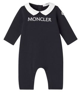 Moncler Enfant Moncler Enfant Baby logo cotton-blend fleece playsuit
