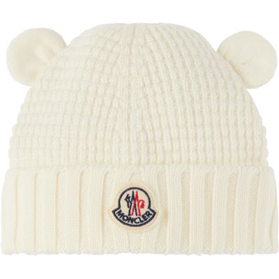 Moncler Enfant Moncler Enfant Baby Off-White Wool Teddy Bear Ears Beanie