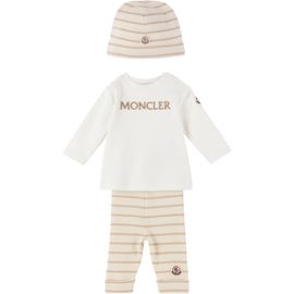 Moncler Enfant Moncler Enfant Baby White & Beige Striped T-shirt Set