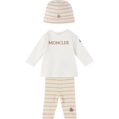 Moncler Enfant Moncler Enfant Baby White & Beige Striped T-shirt Set