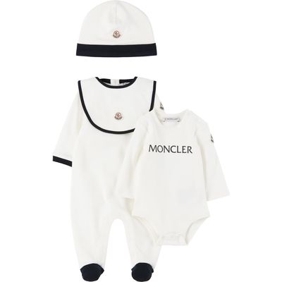 Moncler Enfant Moncler Enfant Baby White & Navy Logo Jumpsuit Set