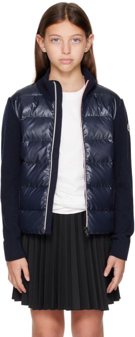 Moncler Enfant Moncler Enfant Big Kids Navy Cardigan Down Jacket