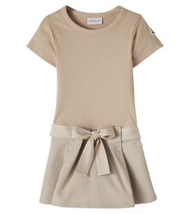 Moncler Enfant Moncler Enfant Bow-detail ribbed-trimmed cotton-blend dress