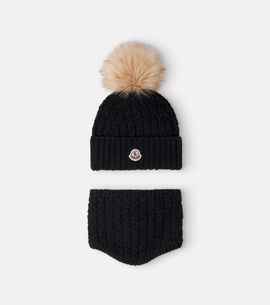 Moncler Enfant Moncler Enfant Cable-knit wool-blend beanie and scarf set