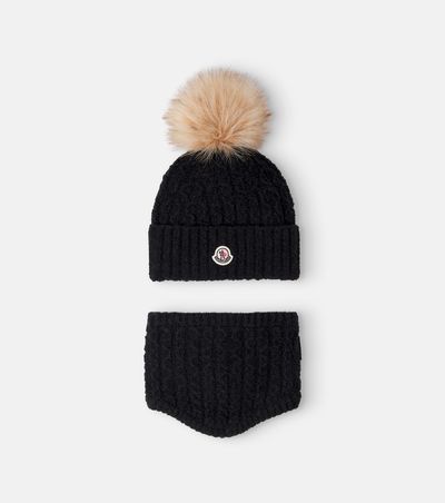 Moncler Enfant Moncler Enfant Cable-knit wool-blend beanie and scarf set