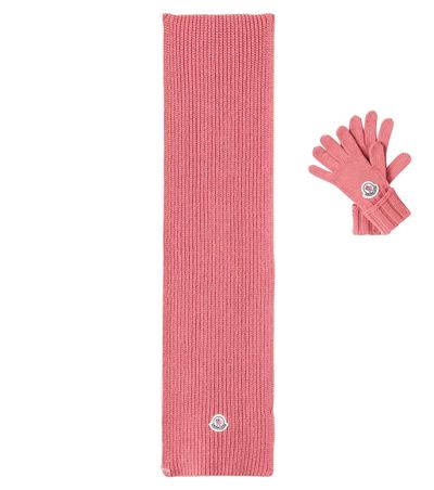Moncler Enfant Moncler Enfant Logo wool scarf and gloves set
