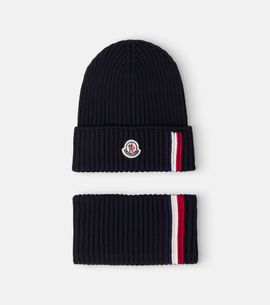 Moncler Enfant Moncler Enfant Ribbed-knit virgin wool beanie and scarf set