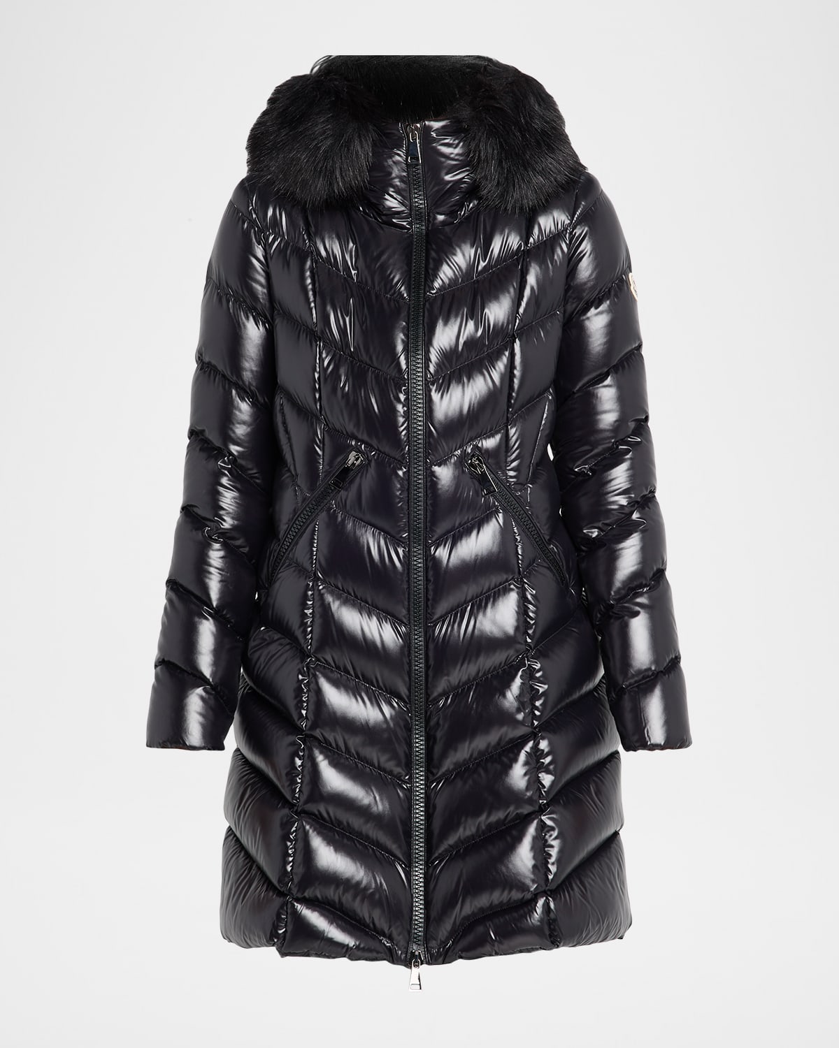 Moncler Fulmarus Faux Fur-Trimmed Hooded Long Down Jacket
