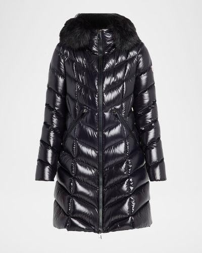 Moncler Fulmarus Faux Fur-Trimmed Hooded Long Down Jacket