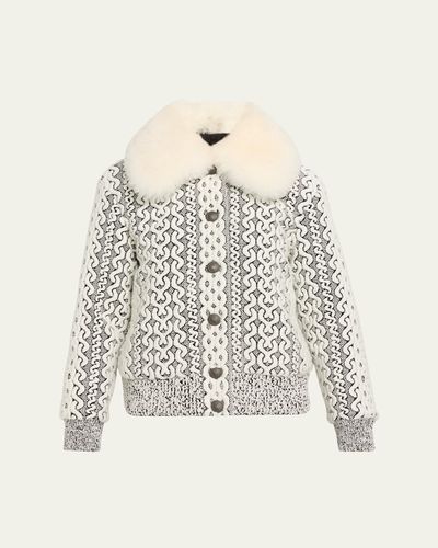 Moncler Grenoble Beille Bomber Jacket with Detachable Shearling Collar