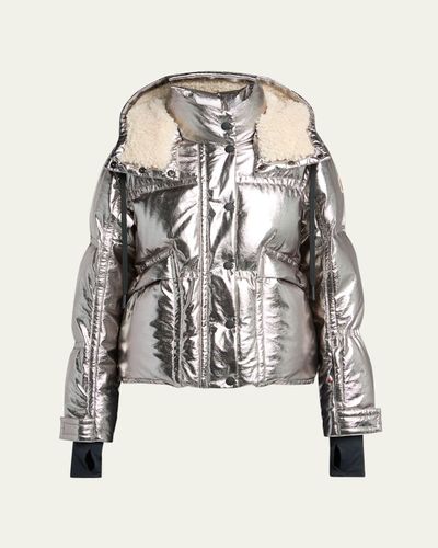 Moncler Grenoble Calaque Metallic Hooded Down Ski Jacket