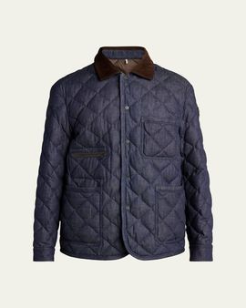 Moncler Grenoble Men's Cotton & Leather Quilted Jacket