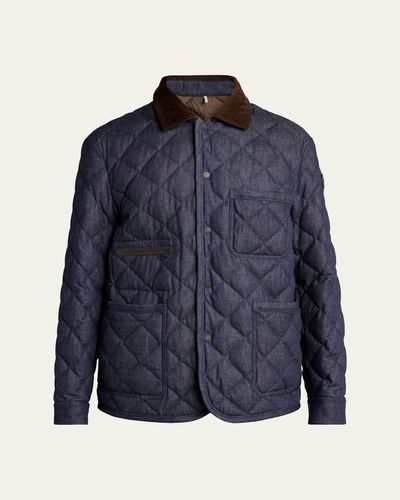Moncler Grenoble Men's Cotton & Leather Quilted Jacket