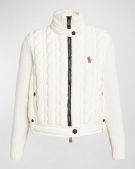 Moncler Grenoble Wool Quilted Zip-Up Cardigan
