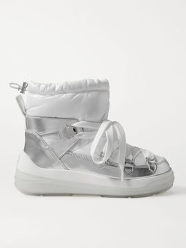 MONCLER Insolux metallic leather and padded shell ankle boots