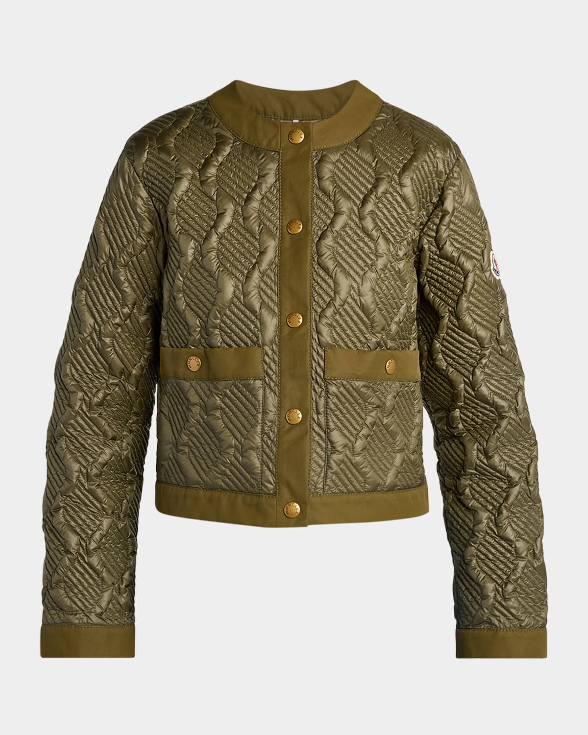 Moncler Libellule Geometric Quilted Short Down Jacket
