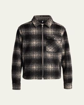 Moncler Men's Buffalo Check Full-Zip Shirt Jacket