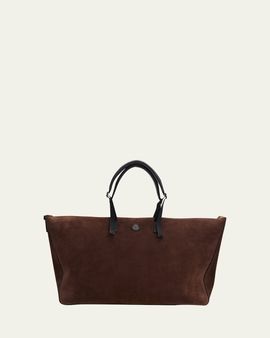 Moncler Men's Carlo Suede Leather-Trim Weekender Duffel Bag