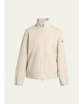 Moncler Men's Fleece Stand Collar Full-Zip Cardigan