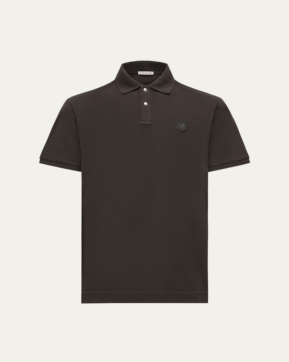 Moncler Men's Leather Logo Patch Cotton Pique Polo Shirt