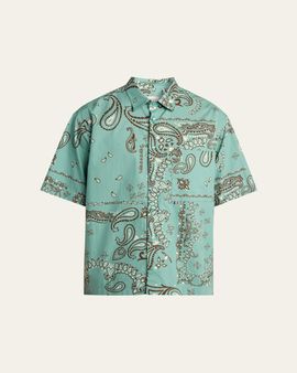 Moncler Men's Paisley Cotton Short-Sleeve Shirt
