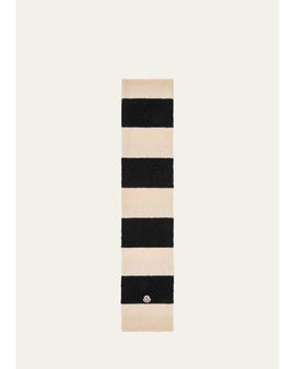 Moncler Men's Wide Stripe Logo Patch Scarf