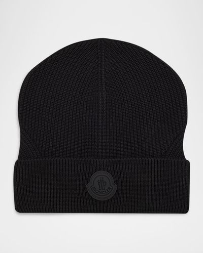 Moncler Men's Wool Beanie with Tonal Logo