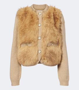 Moncler Moncler Alpaca and wool-blend down-paneled cardigan