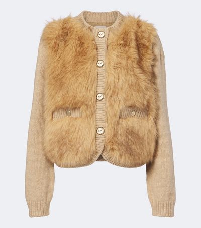 Moncler Moncler Alpaca and wool-blend down-paneled cardigan
