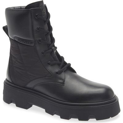 Moncler Moncler Aurea Lace-Up Leather Bootie