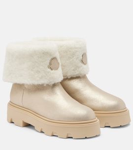 Moncler Moncler Aurea shearling-trimmed leather ankle boots